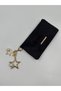 Women's Suede Chain Strap Clutch Bag with Charm Details - 2