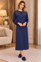 Mecit 6418 Navy Blue 100% Cotton Plus Size Women's Nightgown - 2
