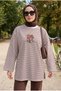 Women's Crew Neck Striped Printed Oversized Modest Sweatshirt Tunic, 75 cm
