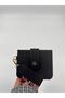 Women's Suede Keychain Wallet with Detailed Design