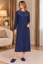 Mecit 6418 Navy Blue 100% Cotton Plus Size Women's Nightgown