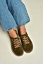 V999060502 Khaki Genuine Leather Suede Women's Athletic Sneakers - 2