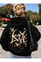 Black "Love" Butterfly-Printed 3-Ply Shadown Oversized Hooded Sweatshirt