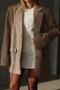 Beige Striped Oversized Melton Blazer Jacket - 2