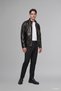 Waterproof Regular Fit Stand Collar Lined Zippered Faux Leather Jacket H2825Ax26Au