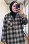 Women's Woodcutter Plaid Oversized Pocketed Modest Shirt Tunic