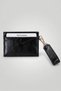 Cream-Detailed Wrinkled Patent Leather Card Holder - Mini Wallet with Removable Gold Bracelet Pouch - 4