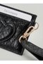 Cream-Detailed Wrinkled Patent Leather Card Holder - Mini Wallet with Removable Gold Bracelet Pouch - 3