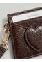 Women's Bitter Coffee Detailed Wrinkled Patent Leather Card Holder - Mini Envelope Wallet with Removable Gold Bracelet - 2