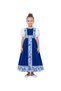 Classic Jalabiya with Floral Print Detail & Puffed Sleeves – Blue