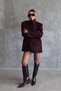 Plum Oversized Chenille Velvet Padded Shoulder Pad Blazer Jacket - 4