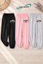 Winter, Spring, and Autumn Elastic-Leg Sweatpants Set in Black, Pink, and Gray (3-Piece)