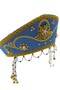 Women's Traditional Headdress Kokoshnik - Blue with Mustard Yellow Beads - 4