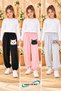 Winter, Spring, and Autumn Elastic-Leg Sweatpants Set in Black, Pink, and Gray (3-Piece) - 2