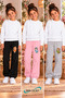 Winter, Spring, and Autumn Elastic-Leg Sweatpants Set in Black, Pink, and Gray (3-Piece) - 2