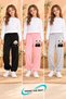 Winter, Spring, and Autumn Elastic-Leg Sweatpants Set in Black, Pink, and Gray (3-Piece) - 2