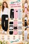 Winter, Spring, and Autumn Elastic-Leg Sweatpants Set in Black, Pink, and Gray (3-Piece) - 3