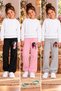Winter, Spring, and Autumn Elastic-Leg Sweatpants Set in Black, Pink, and Gray (3-Piece) - 2