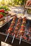 10 Spiral-Grooved Cubed Meat Skewers – Thick Square Metal Skewers, 50 CM, Barbecue Skewers with Non-Slip Ergonomic Handles