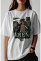 Unisex Oversized Premium T-Shirt with Eren Yeager "Attack on Titan" Anime Character Print on the Front - 2