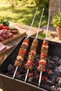 5 Spiral-Grooved Cubed Meat Skewers – Thick Square Metal Skewers, 50 CM, Barbecue Skewers with Non-Slip Ergonomic Handles