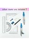 Math Geometry Kit Sets, 10 Pcs Protractor and Compass Set Includes Rulers for Students(Blue) - 4