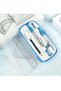 Math Geometry Kit Sets, 10 Pcs Protractor and Compass Set Includes Rulers for Students(Blue) - 2