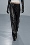 Women's Laceless Leather Wide-Leg Long Relaxed Pants - 2
