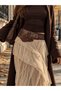 Indie Red Coffee Wrinkled Leather and Textured Snake-Patterned Riveted Asymmetrical Belt - Standard Size