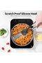 Solid & Slotted Silicone Cooking Spoons for Serving (Black) - 6