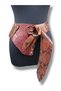 Stasy Wrinkled Leather and Snake-Print Asymmetrical Tie-Detail Belt with Buckled Ring Buckle - Standard Size - 7