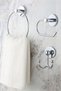 Chrome Open Toilet Paper Holder / Ring Towel Holder / Fork-Shaped Bathrobe Hook 3-Piece Bathroom Set - 2