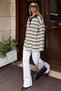 Khaki Gabi Striped Polo Collar Women's Knit Sweater