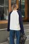 Navy Blue with Paneling, Raglan-Sleeve, Crew Neck, Long-Sleeve Women's T-Shirt - 6