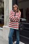 Women's Red Gabi Striped Polo Collar Knit Sweater - 3