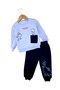 Boys' Baby Dinosaur-Printed Winter 3-Ply Fleece 1-2-3-4 Years Old 2-Piece Top and Bottom Set - 2