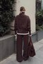 Brown Nisha Reversible Zipper Mock Neck Corded Fabric Knit Women's Top and Bottom Set - 5