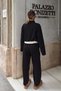 Black Ruched-Paneled Cardigan and High-Waisted Sweatpants Women's Top and Bottom Set - 6