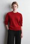 Women's Red Knitted Sweater with a Crew Neck, Made from Lambswool - 3