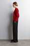 Women's Red Knitted Sweater with a Crew Neck, Made from Lambswool - 2