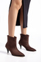 Slouchy Patent Leather Custom-Designed High-Heeled Dark Brown Suede Women's Boots - 4