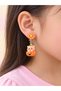Children's Clip-On Earring Set, 3 Pairs – Frog, Tulip, and Teddy Bear Print / Suitable for Unpierced Ears – 4 cm - 2