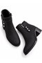 Women's Buckled Ankle Boots with Silver Accents and Button Details—A Modern and Timeless Design with Thick Heels - 3