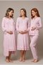 Women's Powder Lace Long Sleeve Maternity Pajama Nightgown Set with Easy Breastfeeding Feature - 2