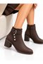 Women's Buckled Ankle Boots with Silver Accents and Button Details—A Modern and Timeless Design with Thick Heels