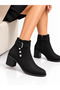 Women's Buckled Ankle Boots with Silver Accents and Button Details—A Modern and Timeless Design with Thick Heels