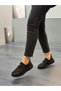 BLACK Leather Stretch Fabric Women's Casual Shoes