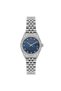Milano Women's Analog Watch with a Silver-Colored Metal Strap, Navy Blue Dial, Stone Indexes, Round Case, and Calendar - 2