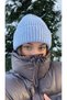 Baby Blue Unisex Fold-Over Knit Beanie - 3