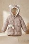 Rabbit Figured Fleece Inside Thick Winter Coat for Girls